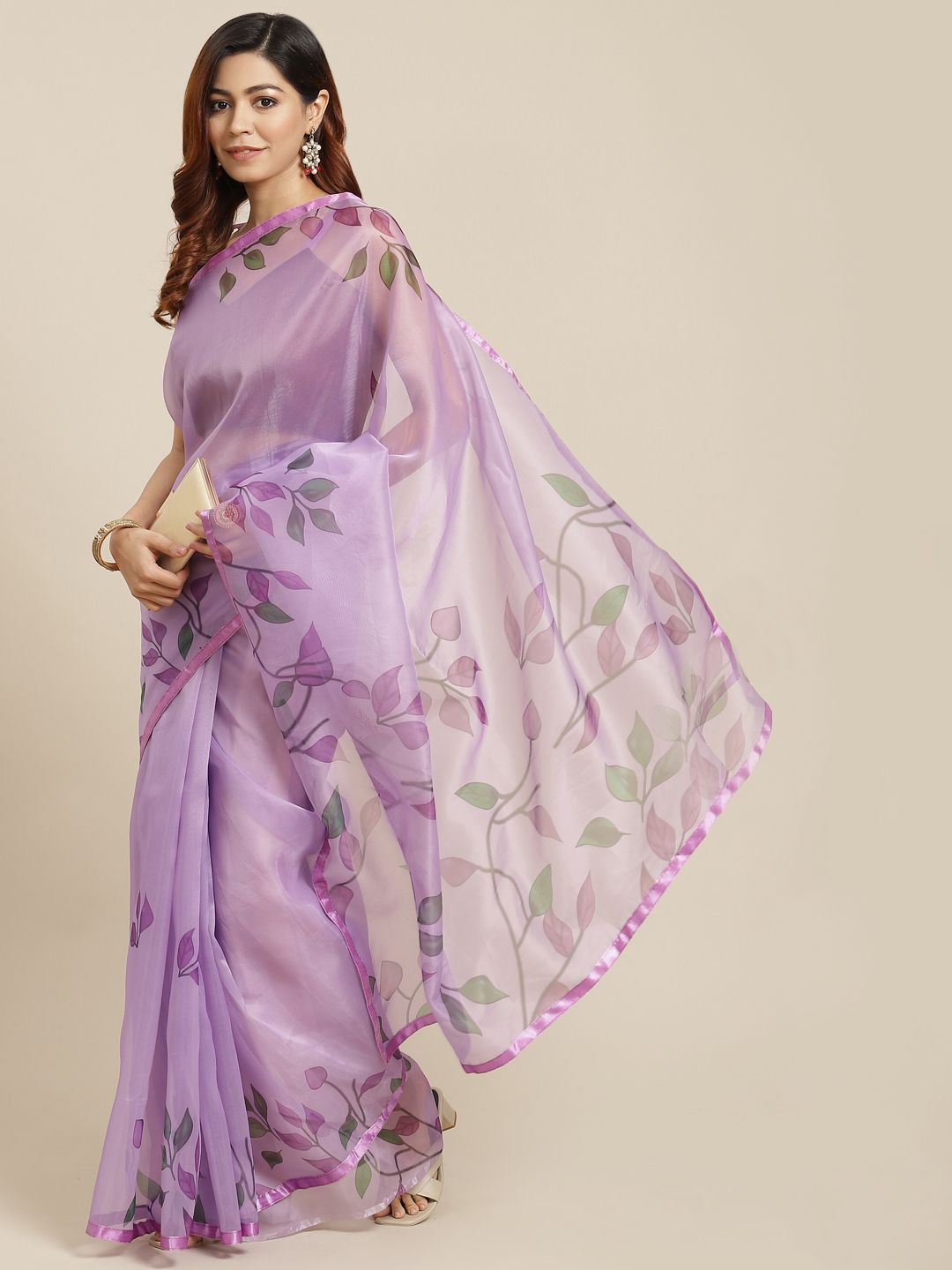 Mitera Lavender Solid Saree Price in India