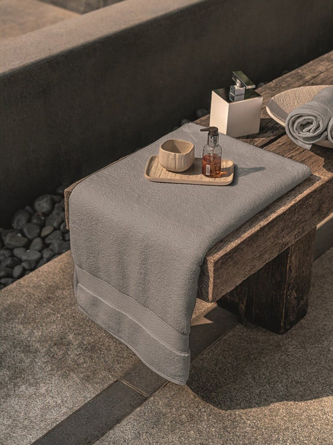 DDecor Grey Solid 650 GSM Bath Towel Price in India