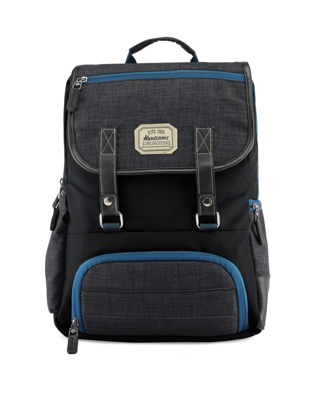 Harissons Unisex Grey & Blue 14 Inch Laptop Backpack with Hip Strap Price in India