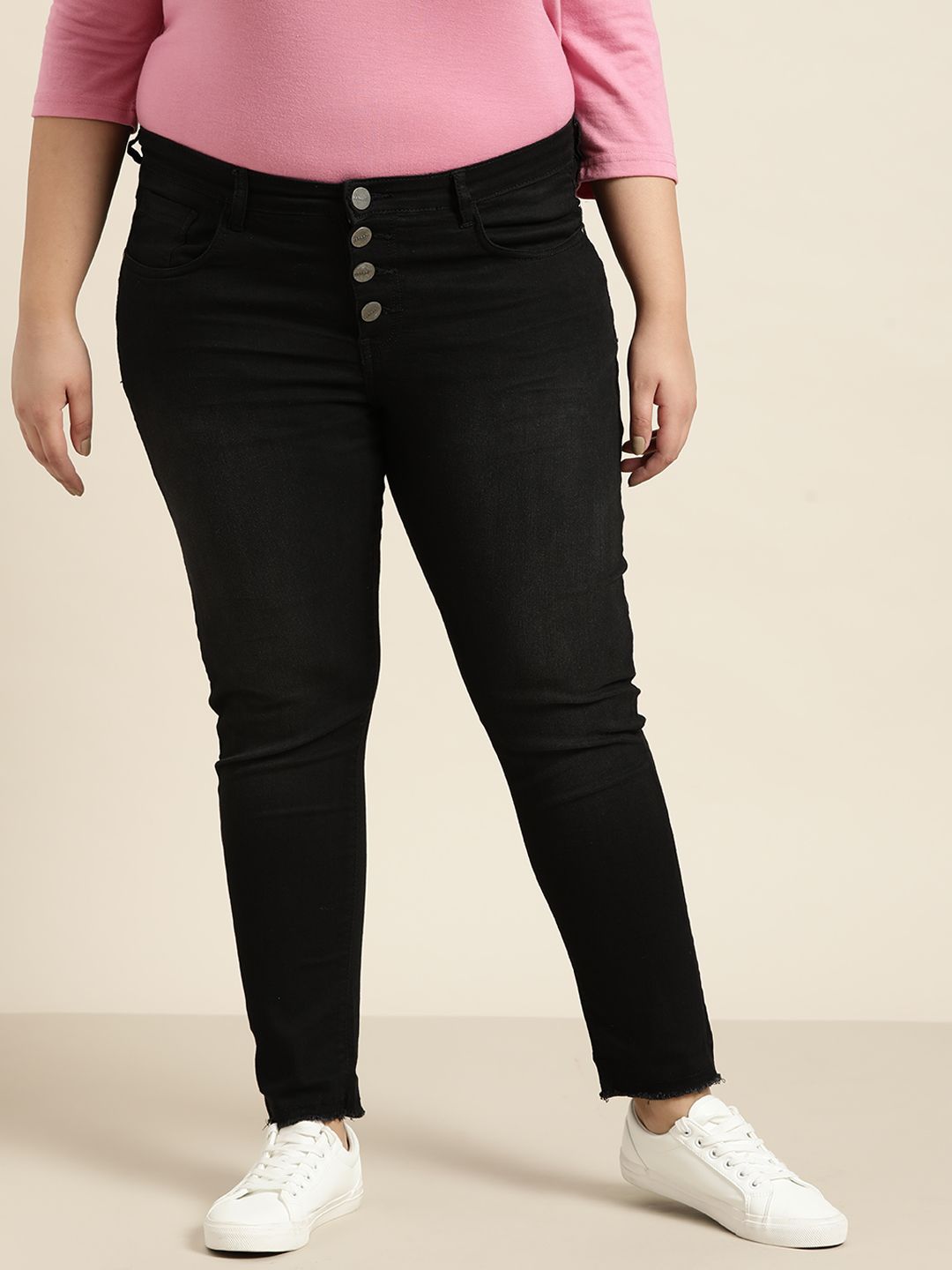 Sztori Women Plus Size Black Skinny Fit Stretchable Jeans Price in India