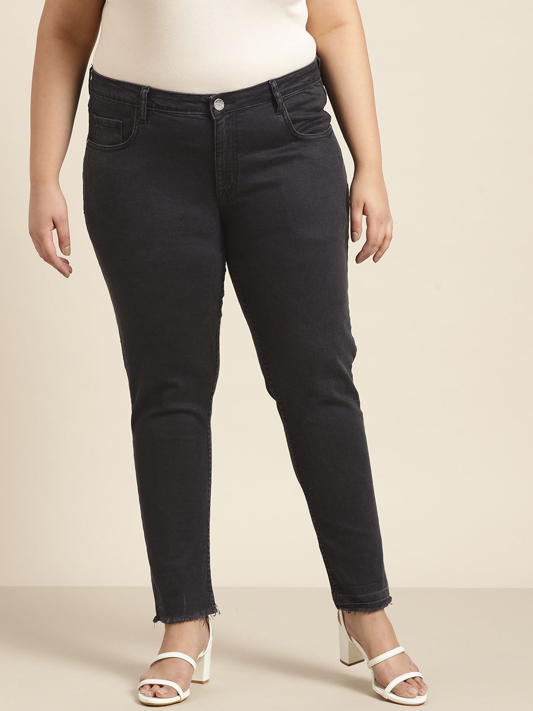 Sztori Women Plus Size Black Skinny Fit Stretchable Jeans Price in India