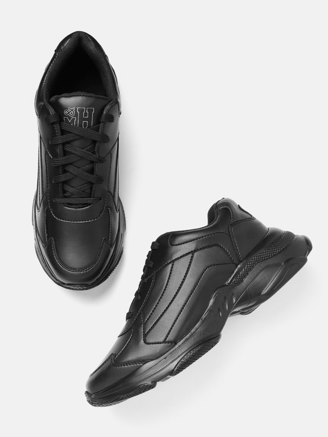 Mast & Harbour Men Black Solid Sneakers