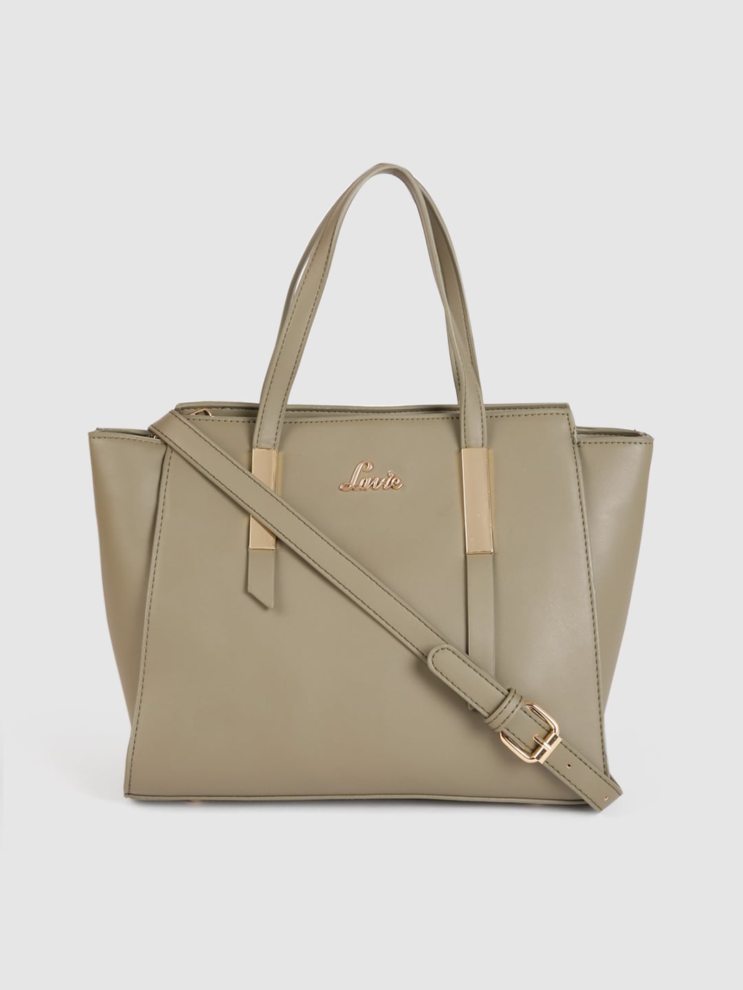 Lavie Olive Green Solid Structured Handheld Bag Price in India