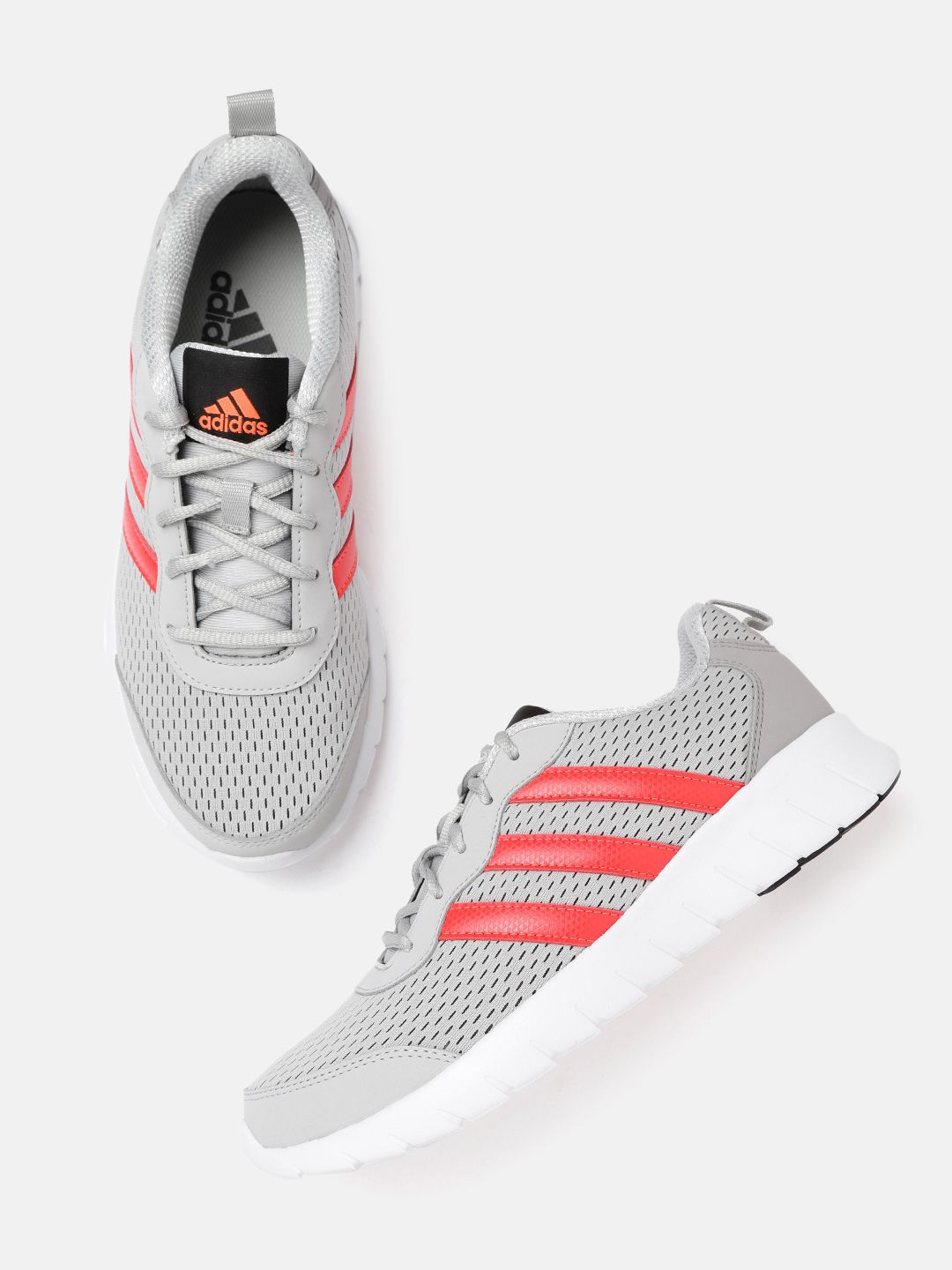 ADIDAS Women Grey & Red SweepIt Woven Design Running Shoes Price in India