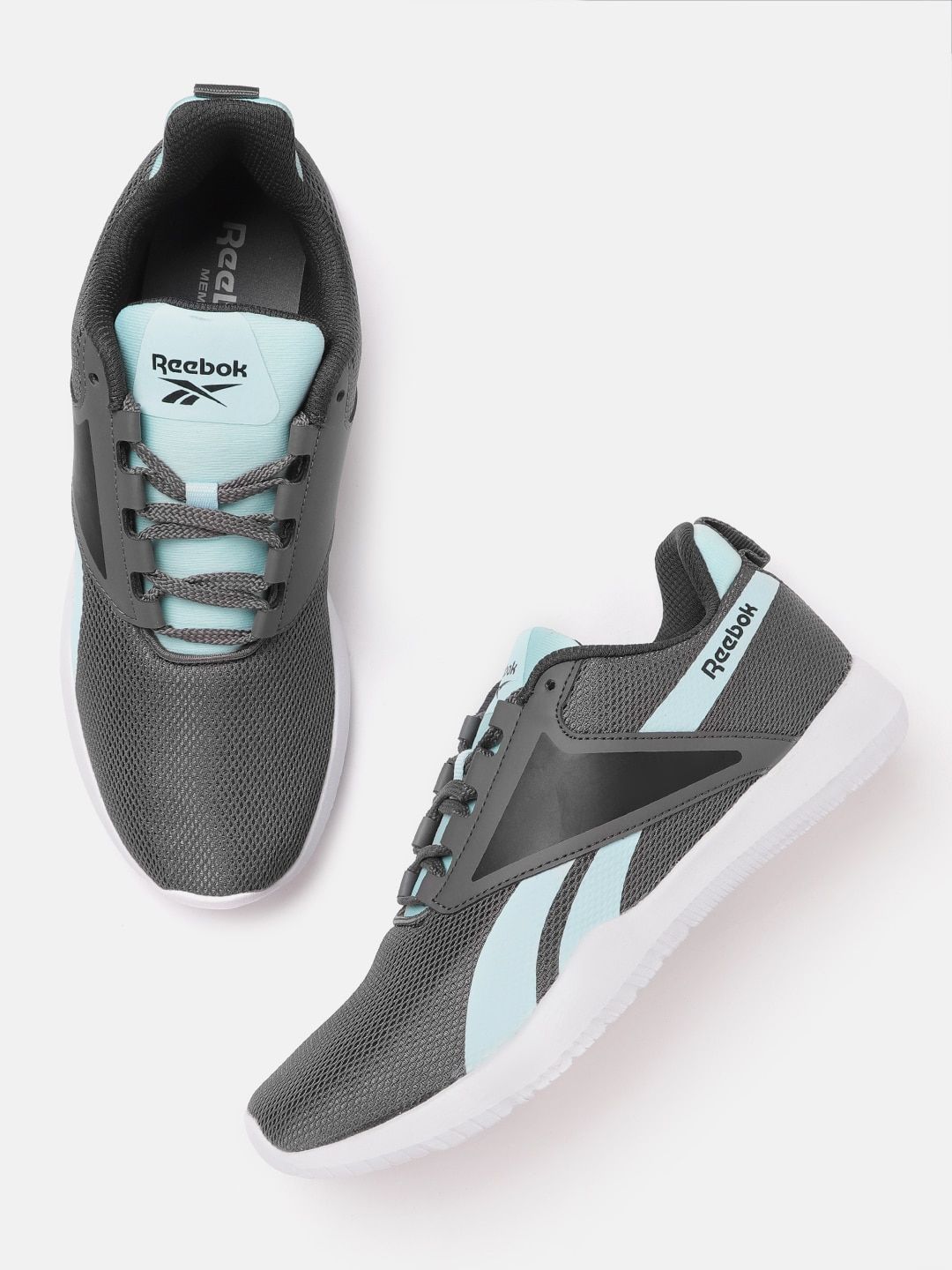 Reebok Men Grey & Blue Evander Woven Design Memory Foam Running Shoes