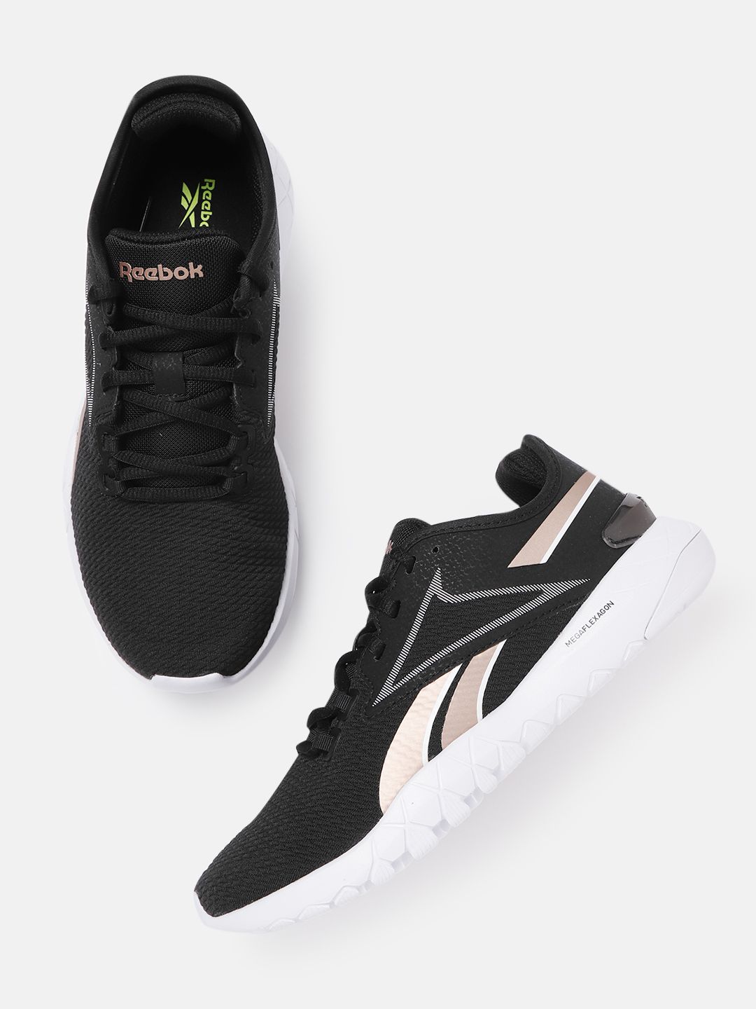 Reebok Women Black Woven Design Mega Flexagon 2.0 Training Shoes Price in India