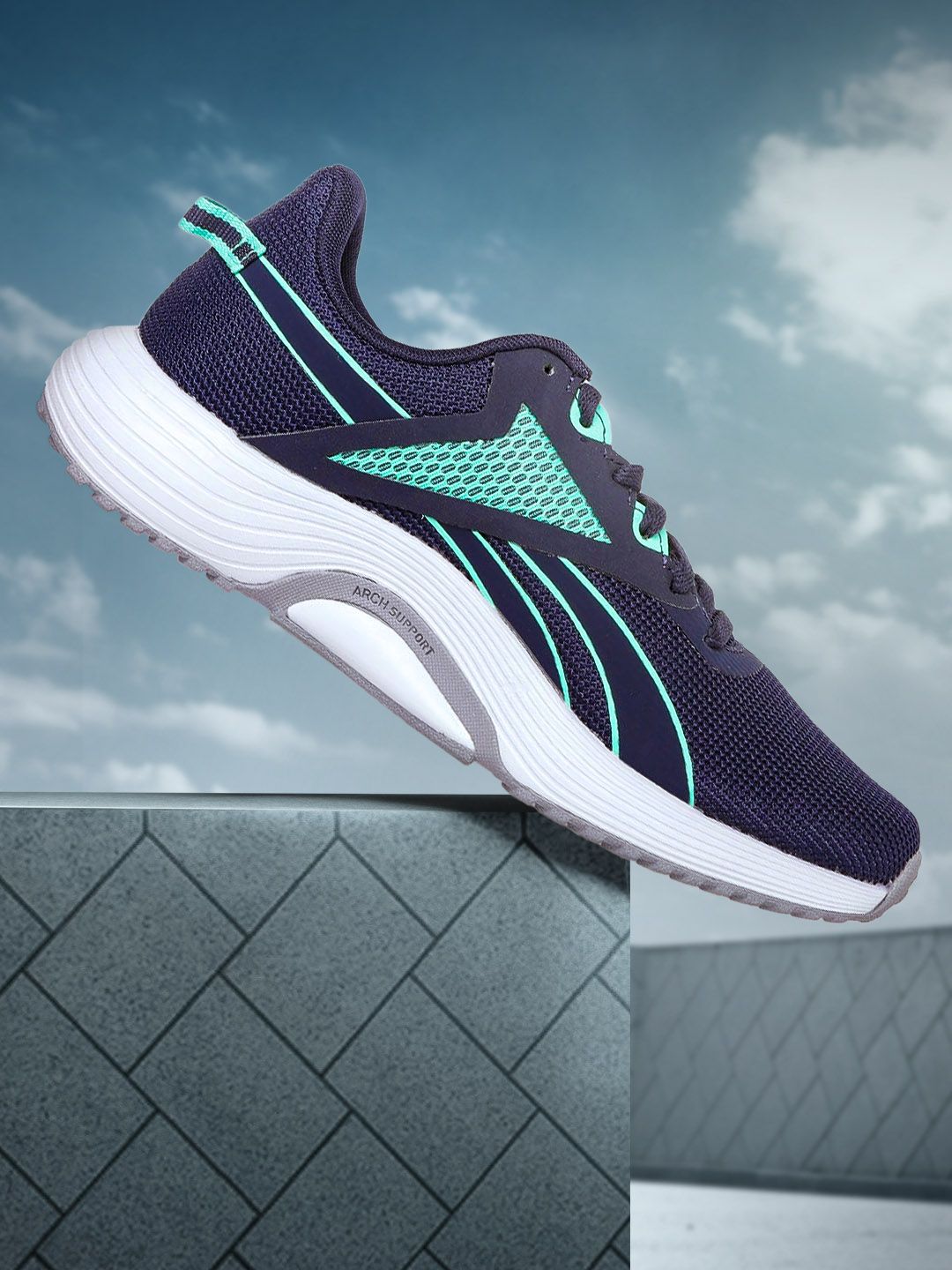 Reebok Women Navy Blue & Sea Green Woven Design Lite Plus 3.0 Running Shoes Price in India