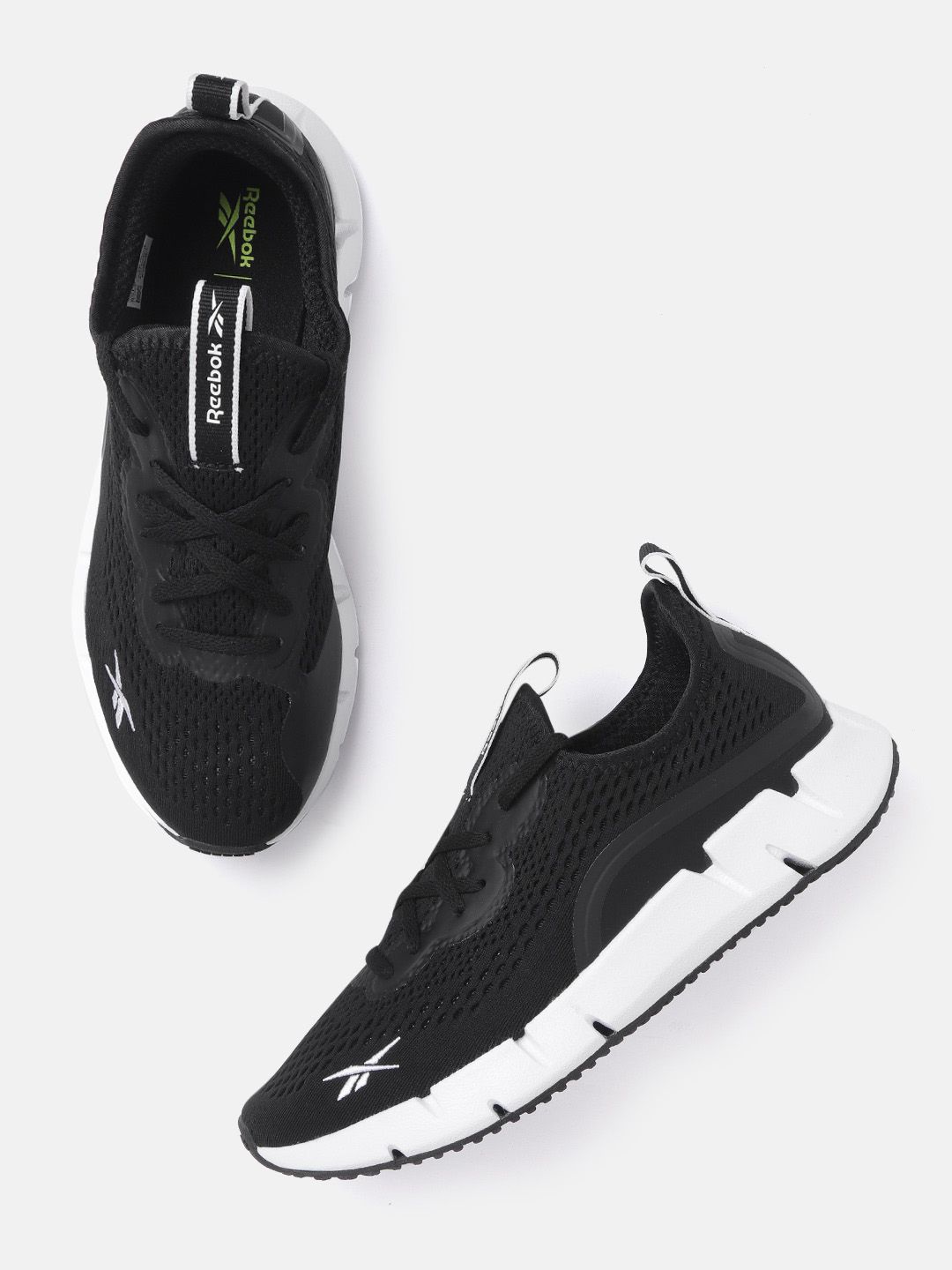 Reebok Women Black Woven Design Zig Sky Sneakers Price in India