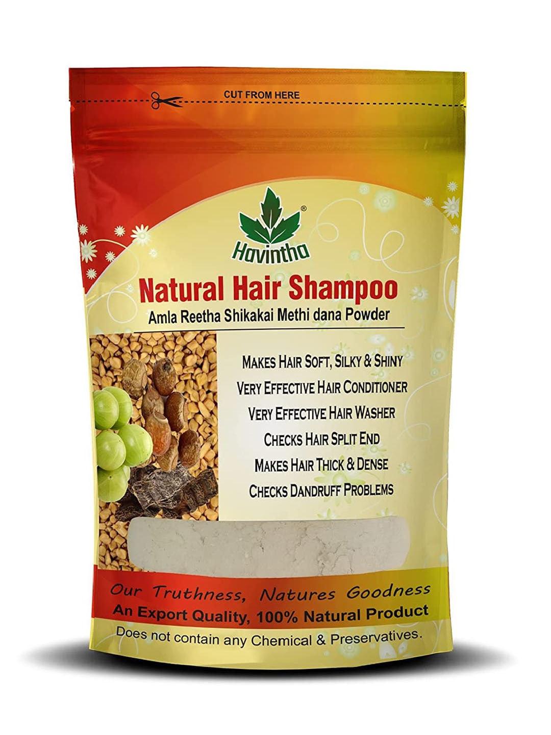 Natural Hair Shampoo With Amla, Reetha, Shikakai and Methi Dana Powder Price in India