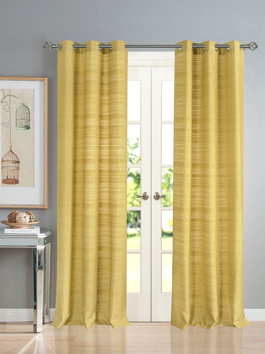 Deco Window Gold-Toned Set of 2 Sheer Door Curtain Price in India