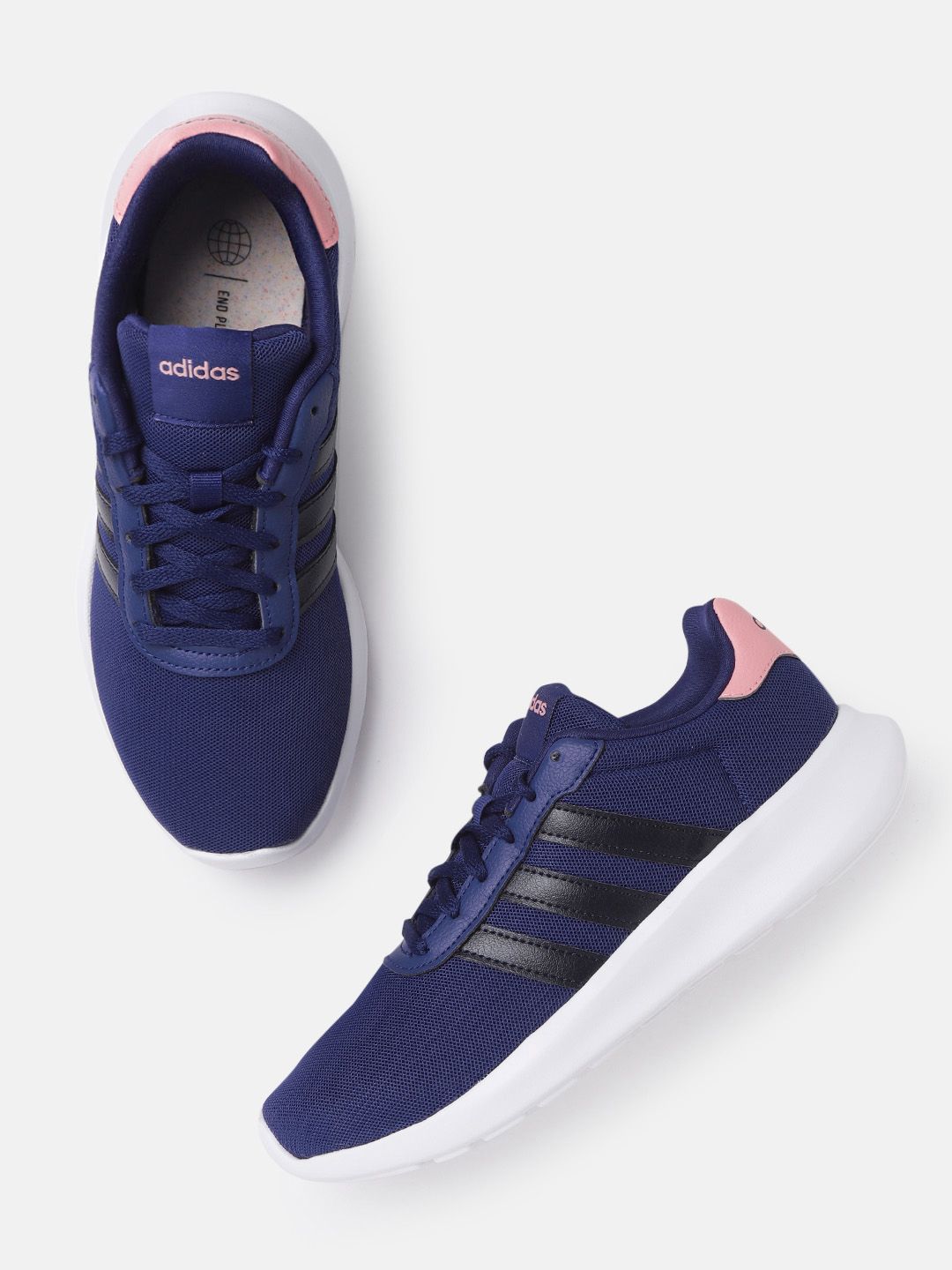 ADIDAS Women Navy Blue Solid Lite Racer 3.0 Sustainable Running Shoes Price in India
