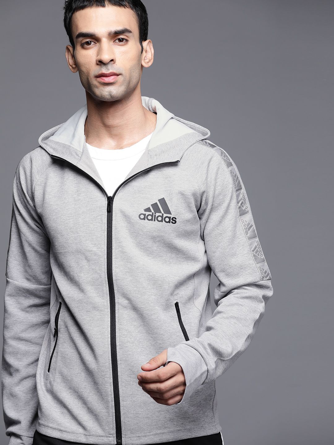 Buy ADIDAS Men Grey MT Full Zip Hooded Training Jacket - Jackets