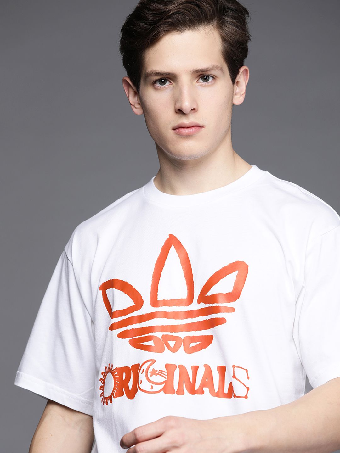 Buy ADIDAS Originals Men White & Orange Pure Cotton Originals