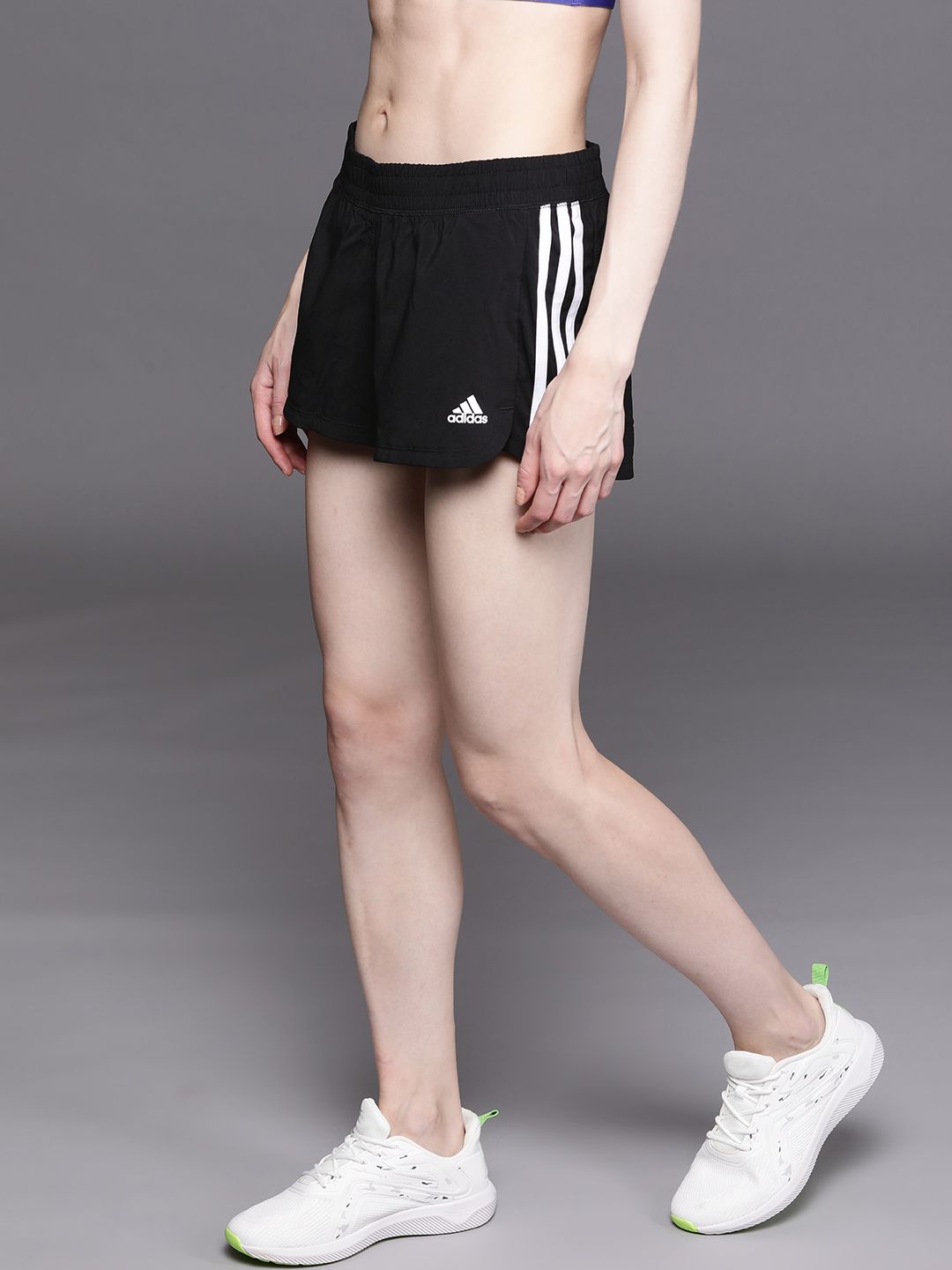 ADIDAS Women Black Pacer 3-Stripes Woven Sports Sustainable Shorts Price in India