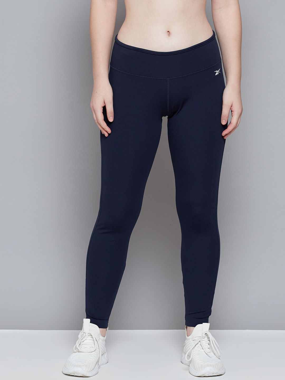 Reebok Women Navy Blue Solid Foundation Tights Price in India