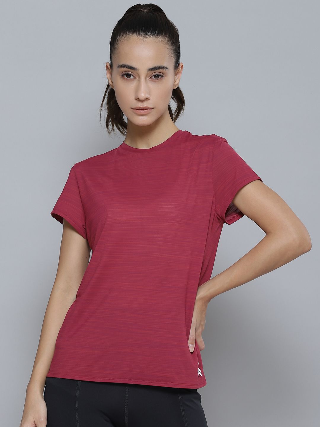 Reebok Women Magenta Workout AC Solid T-Shirt Price in India