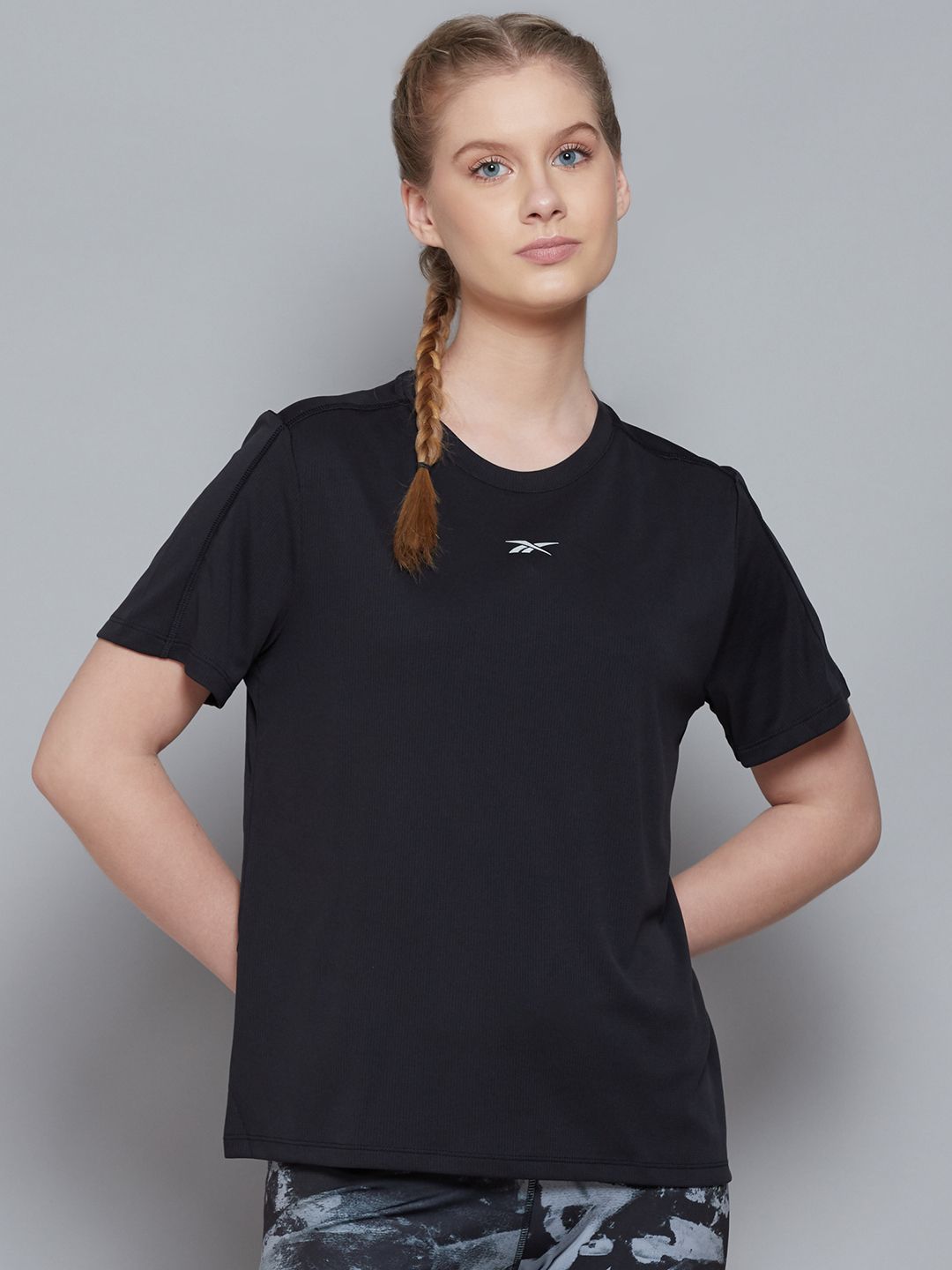 Reebok Women Black WOR Running Speedwick T-shirt Price in India