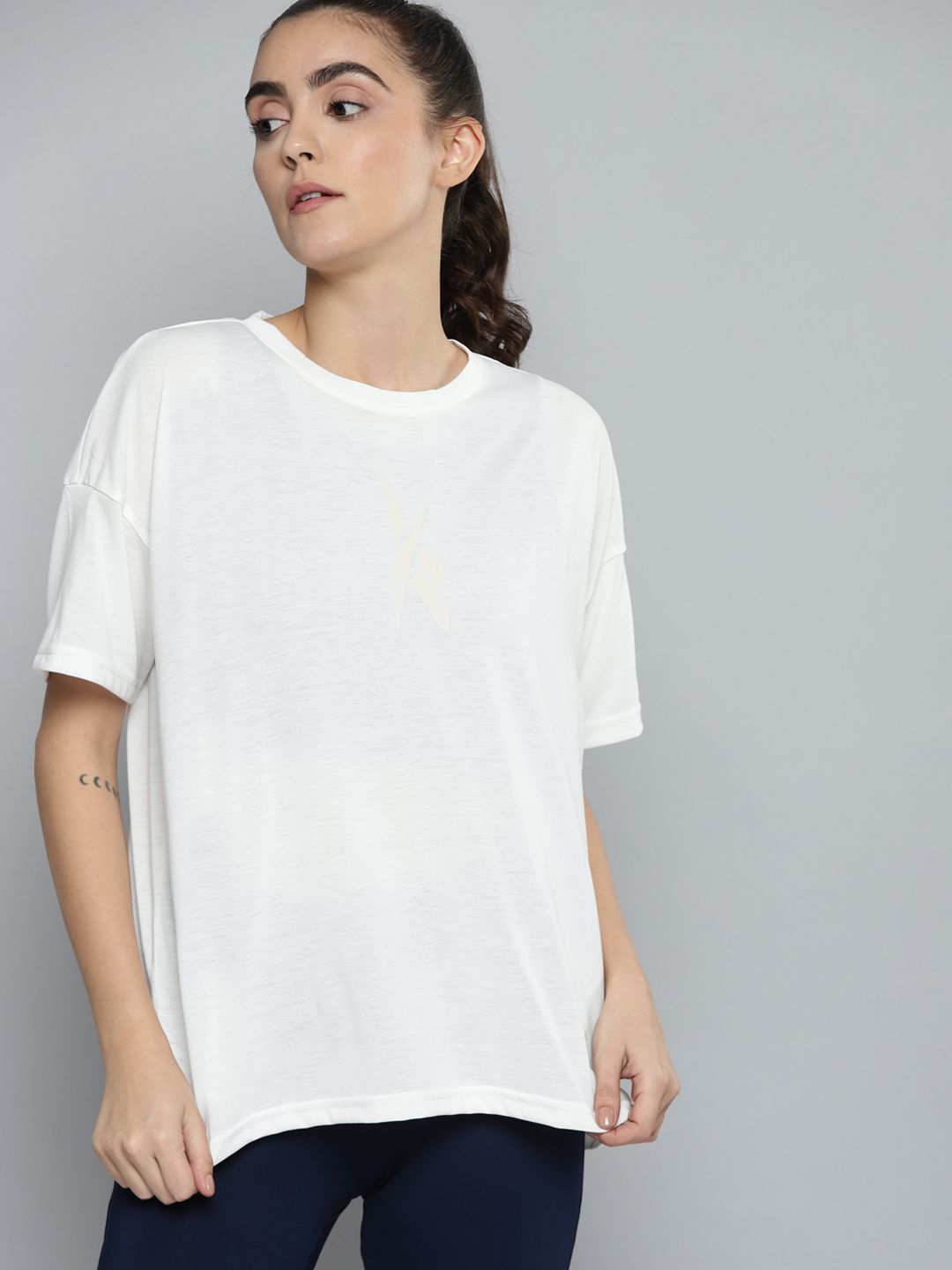 Reebok Women White Printed TS Graphic  T-shirt Price in India