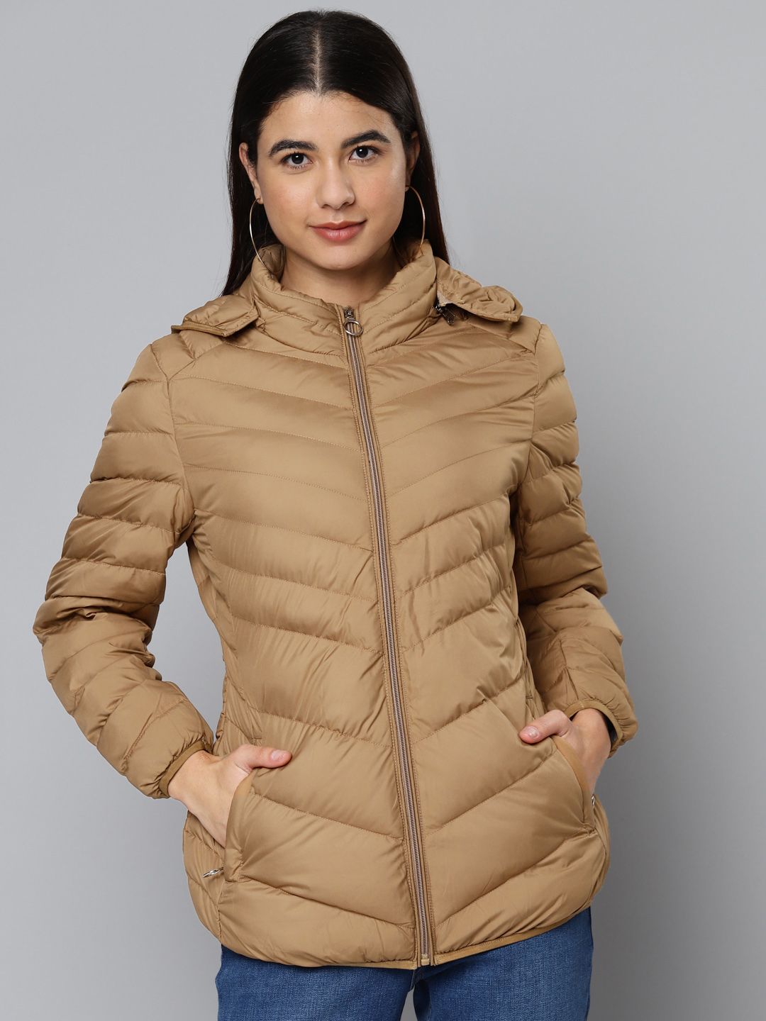 Fort Collins Women Beige Solis Bomber Jacket Price in India