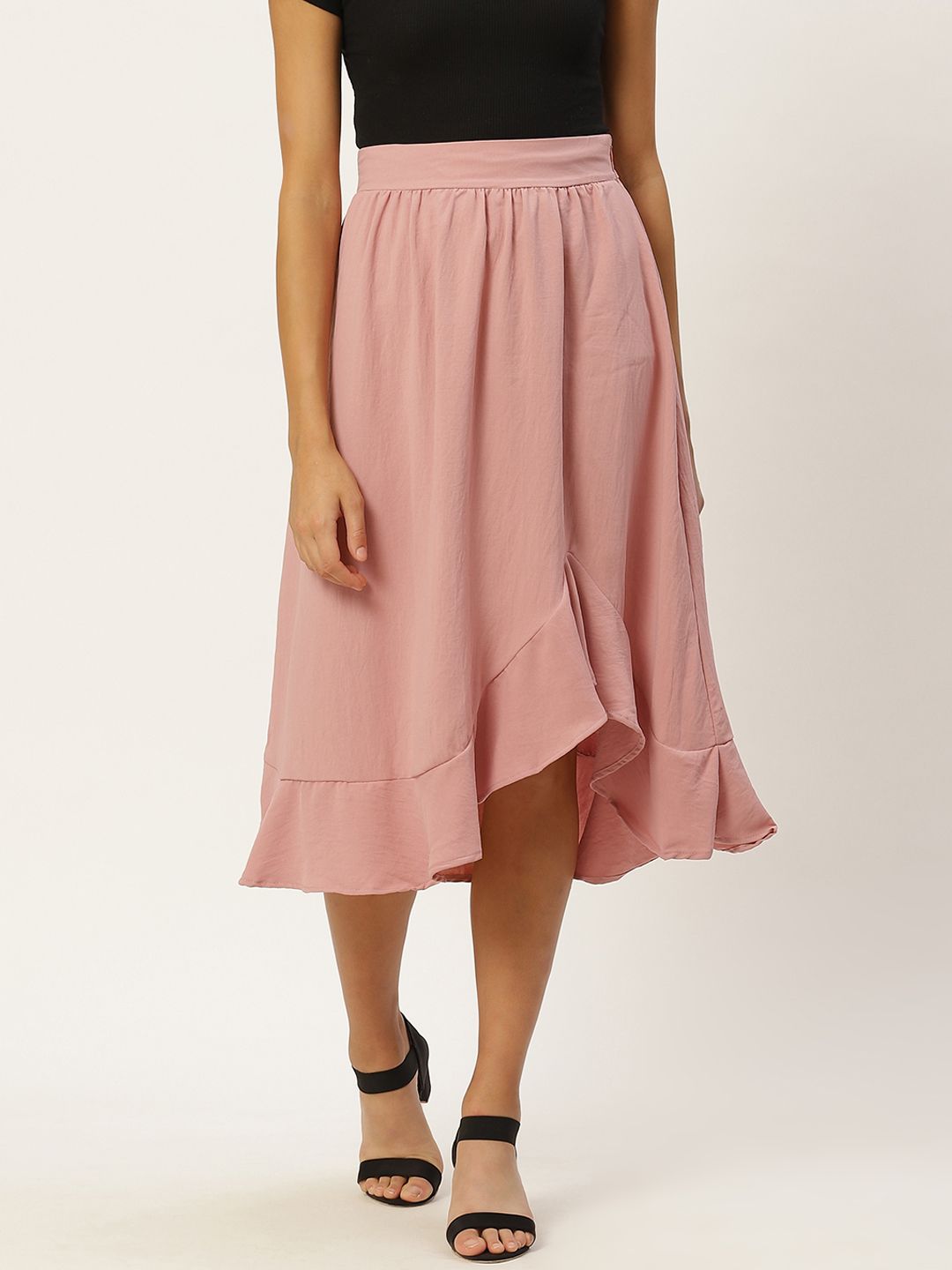 Trendyol Pink Solid A-Line Skirt