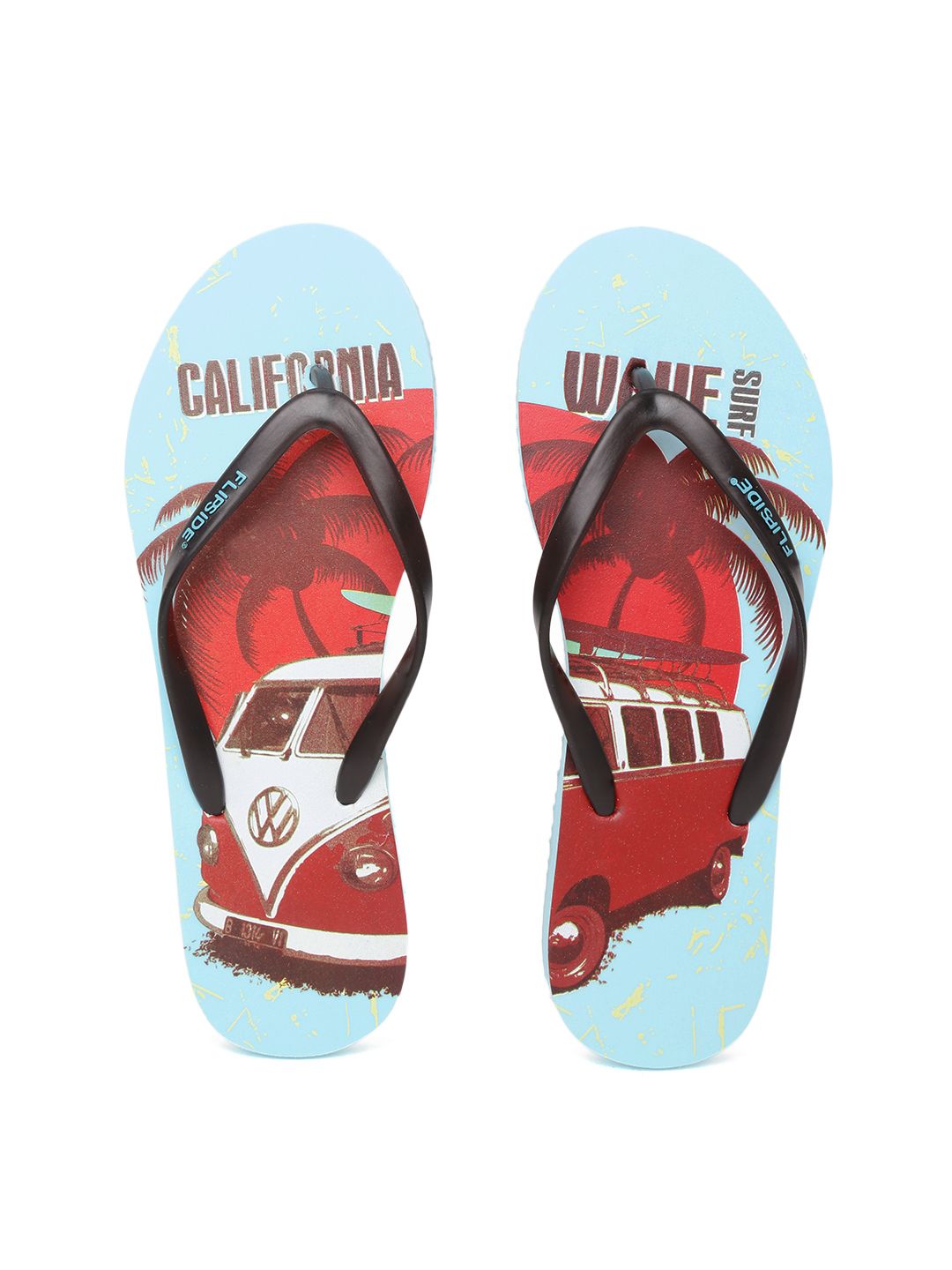 Flipside Women Black & Blue Printed Flip-Flops Price in India