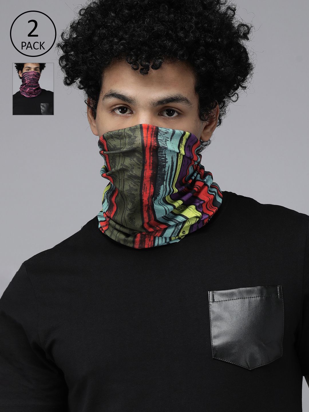 Roadster Unisex Pack of 2 Multicoloured Printed Neck Gaiters