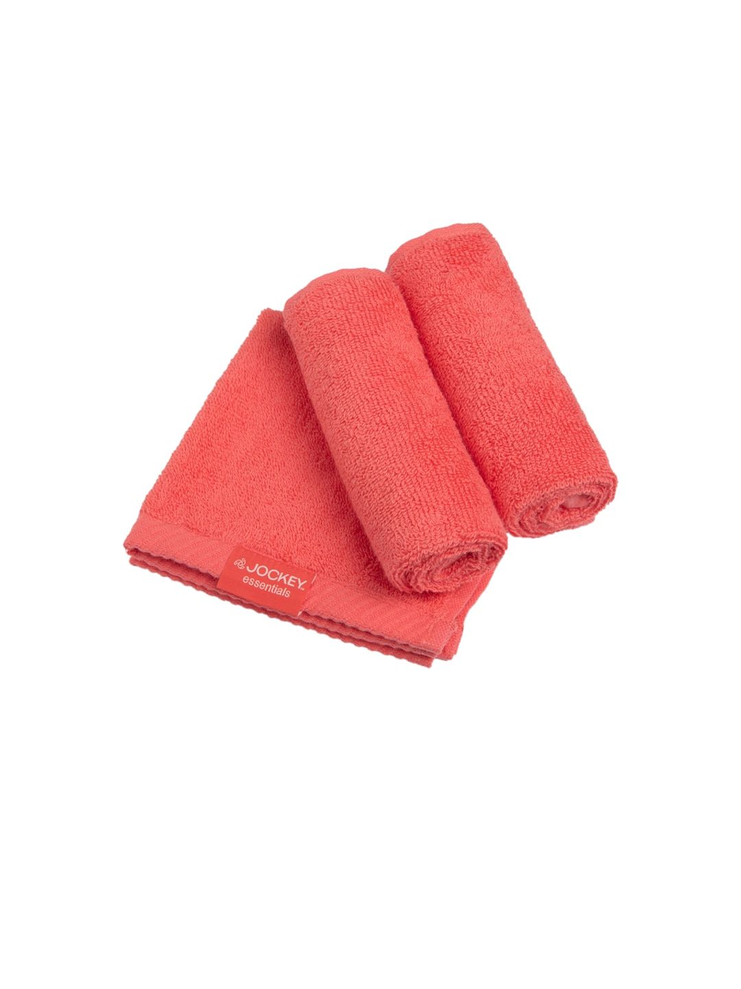 Jockey Set Of 3 Pink Solid 450 GSM Pure Cotton Face Towels Price in India