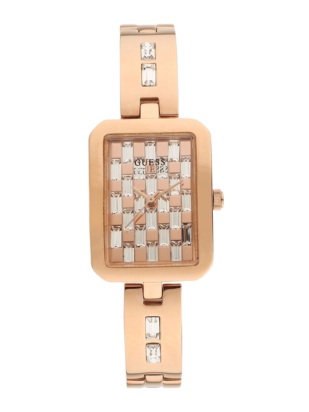 GUESS Women Analogue Rose Gold-Toned Embellished Dial With Bracelet Style Strap Watch Price in India