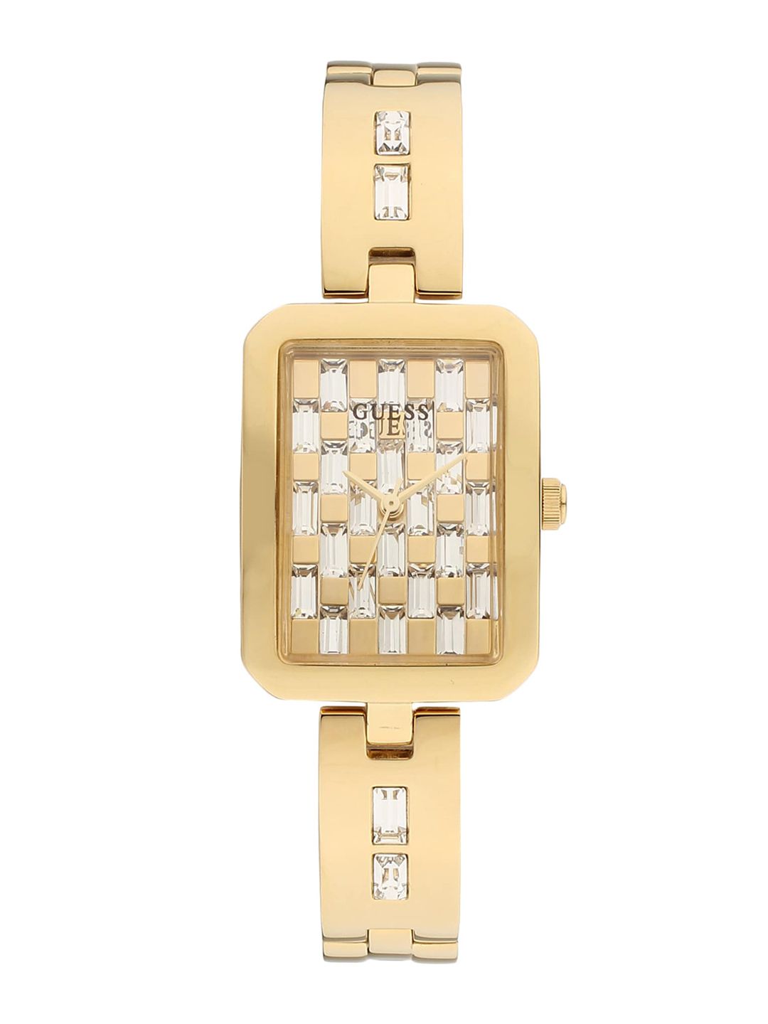 GUESS Women Gold-Toned Embellished Dial & Stainless Steel Watch GW0102L2 Price in India