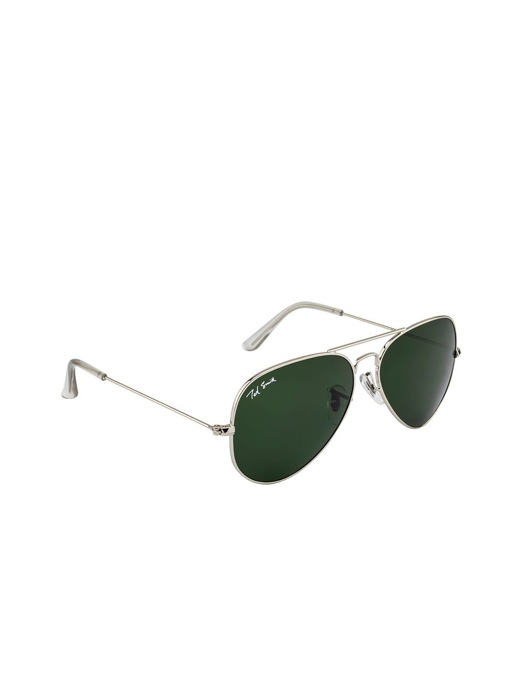 Ted Smith Unisex Green Lens & Silver-Toned Aviator Sunglass - AVIMAST_C23 Price in India