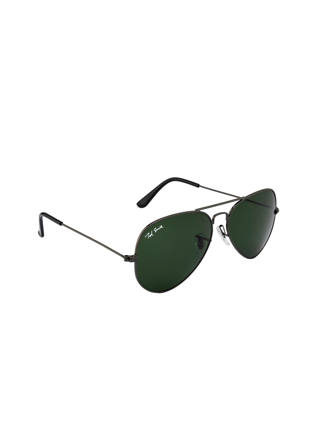 Ted Smith Unisex Green Lens & Black Aviator Sunglasses with UV Protected Lens AVIMAST_C18 Price in India