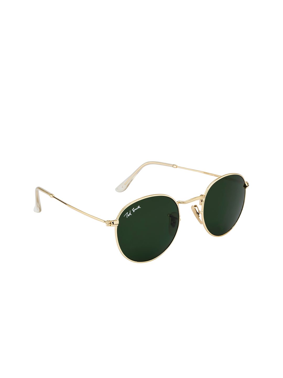 Ted Smith Unisex Green Lens & Gold-Toned Round Sunglasses with UV Protected Lens MOON_C19 Price in India