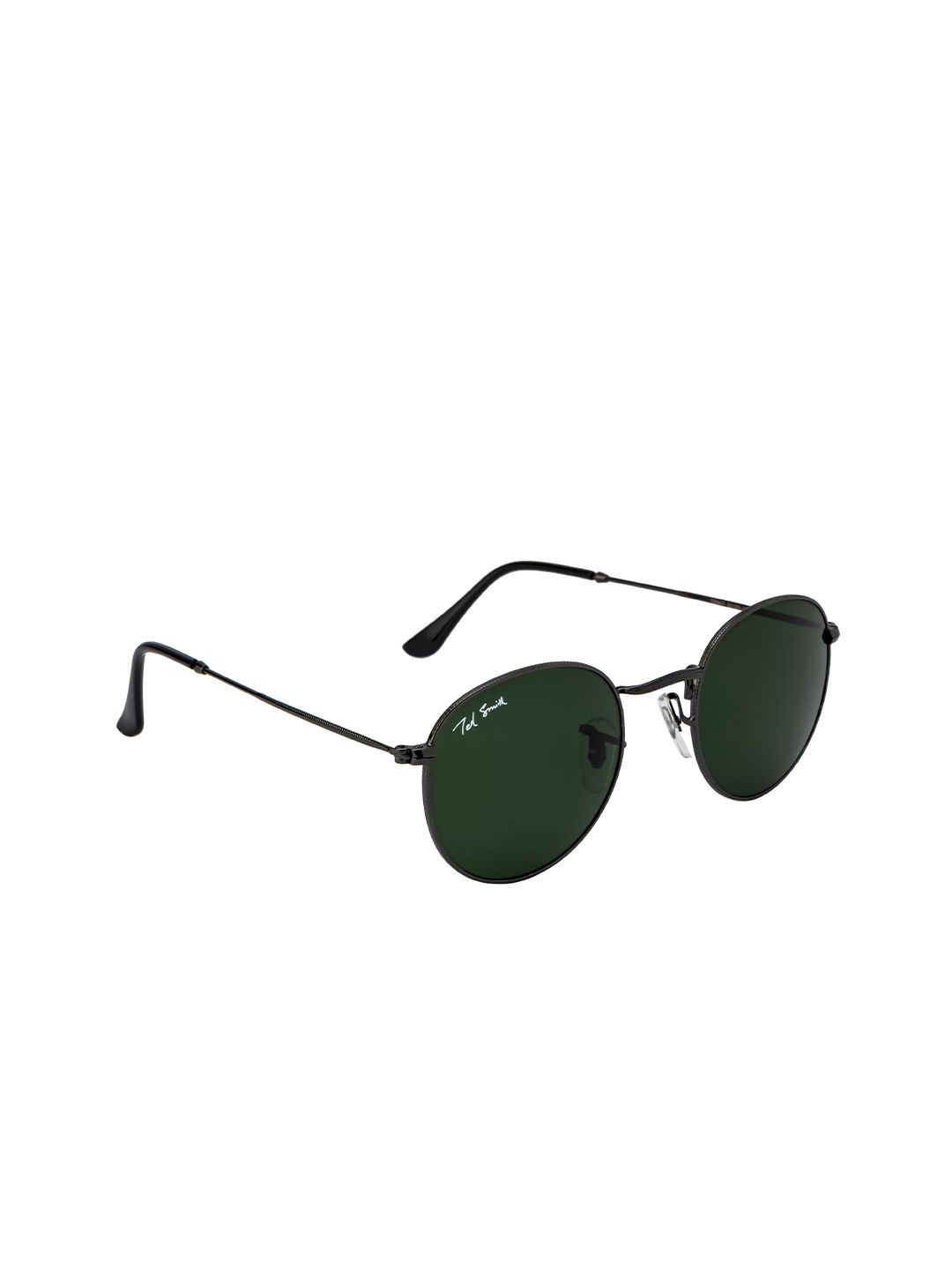 Ted Smith Unisex Green Lens & Black Round Sunglasses MOON_C10 Price in India