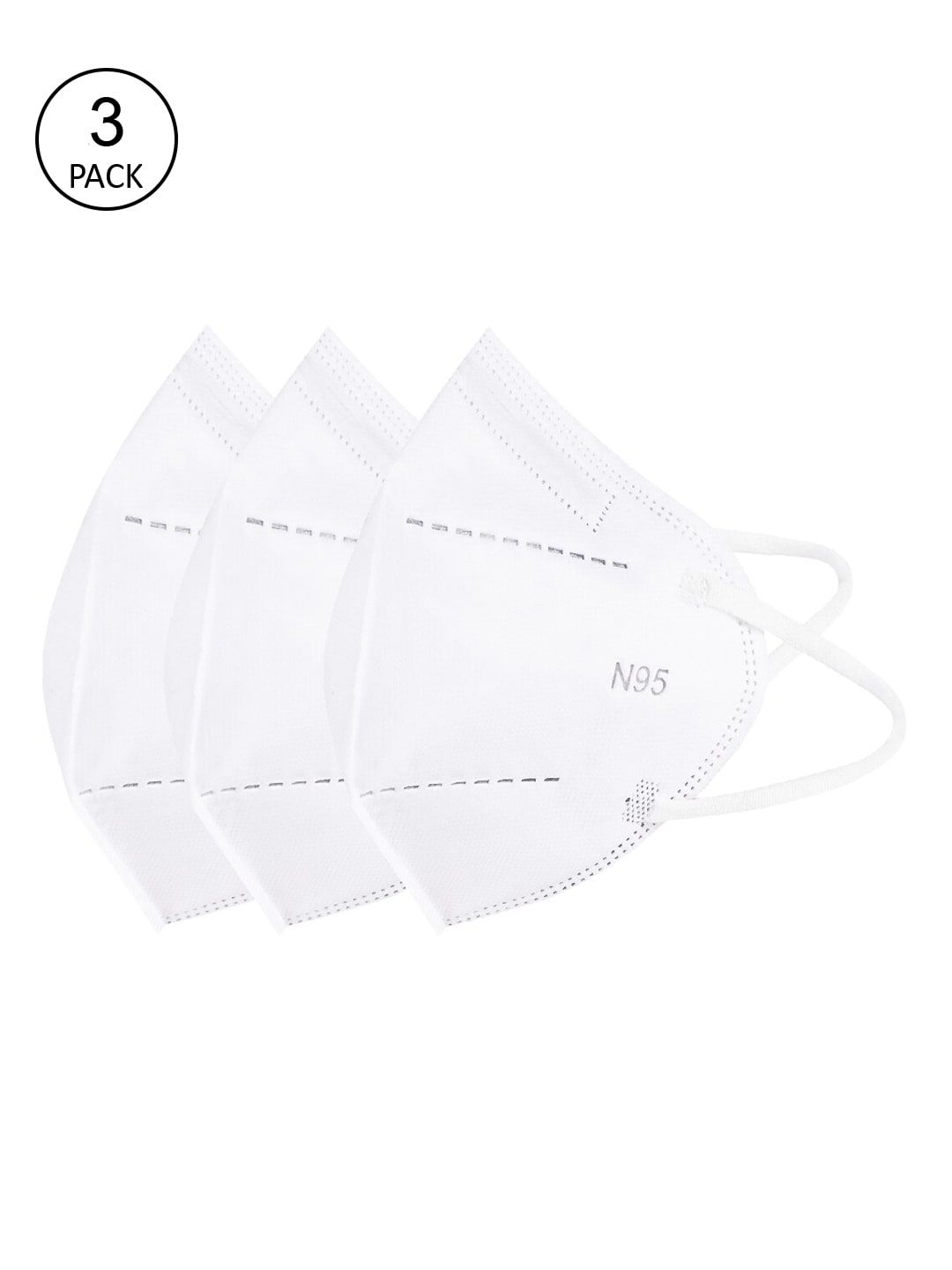 Action Unisex Pack Of 3 White Solid 5-Ply Reusable N95 Masks Price in India
