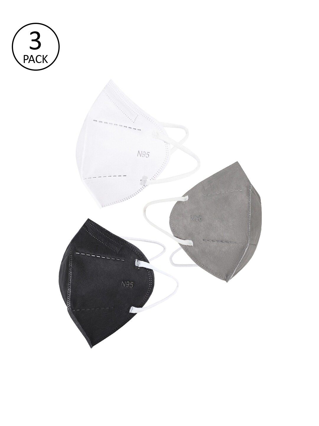Action Unisex Pack Of 3 Solid 5-Ply Reusable N95 Masks Price in India