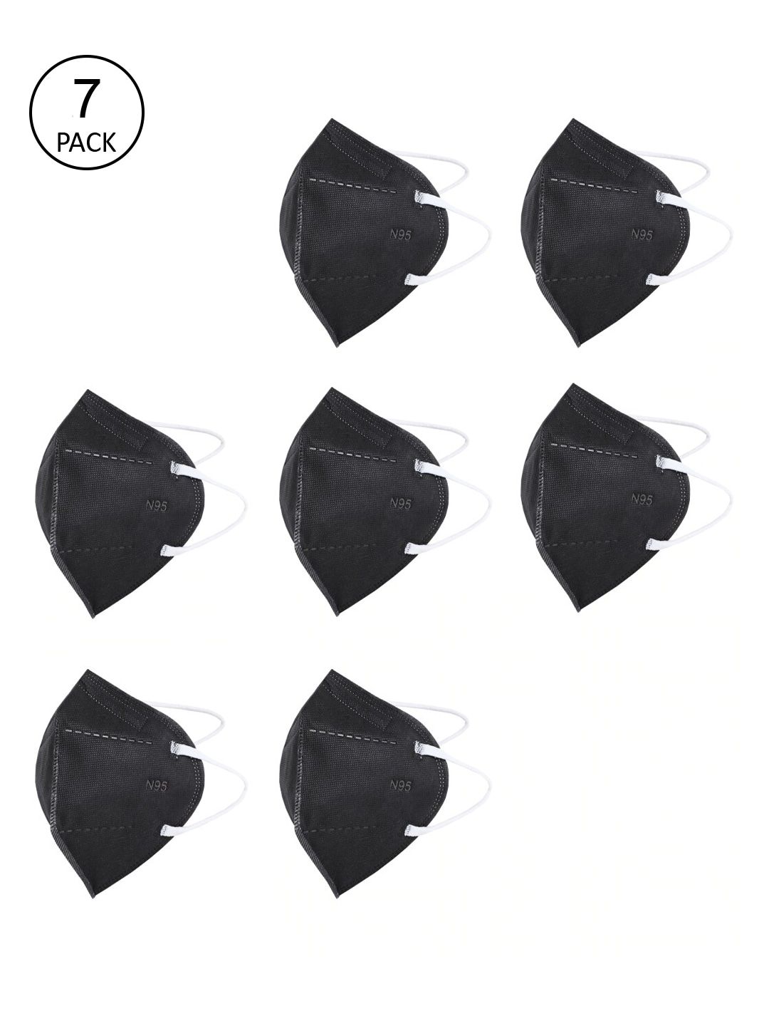 Action Unisex Unisex Pack Of 7 Black Solid 5-Ply Reusable N95 Masks Price in India