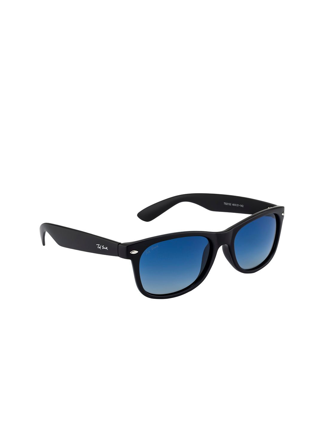 Ted Smith Unisex Blue Lens & Black Wayfarer Sunglasses with Polarised Lens SAILER_C1 Price in India