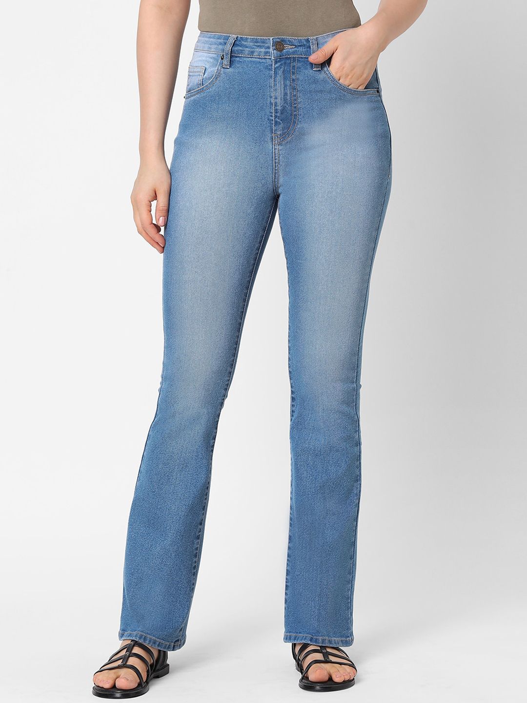 TARAMA Women Blue Bootcut High-Rise Light Fade Jeans Price in India