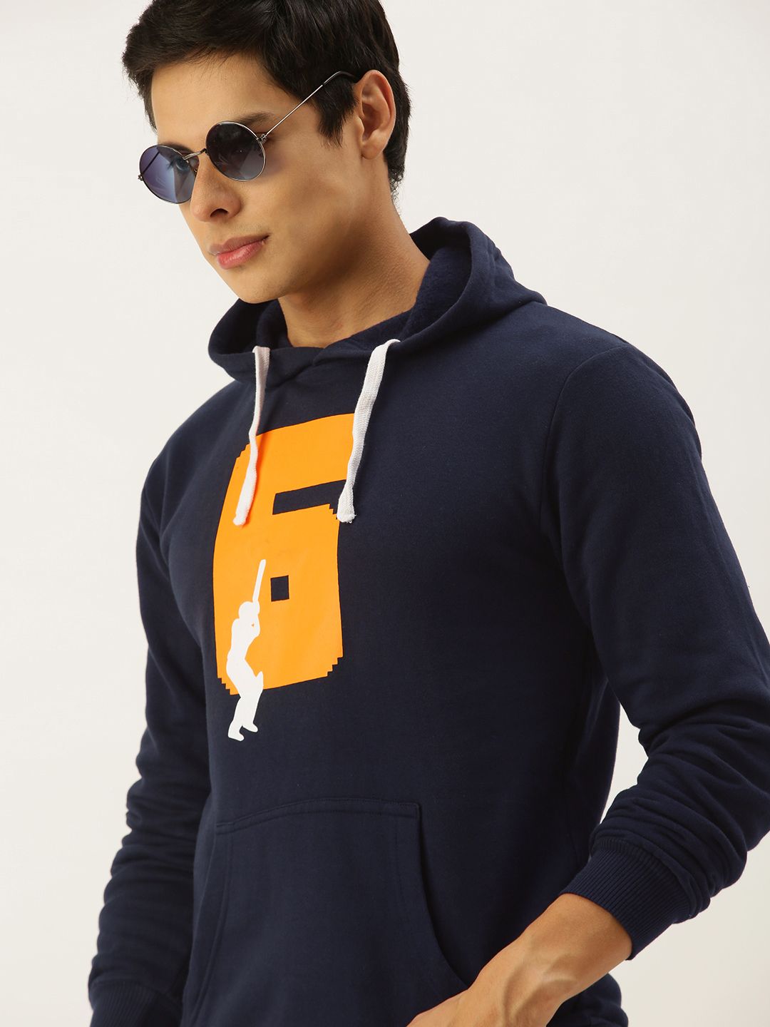 CAHOOT Men Navy Blue Printed Hooded Sweatshirt