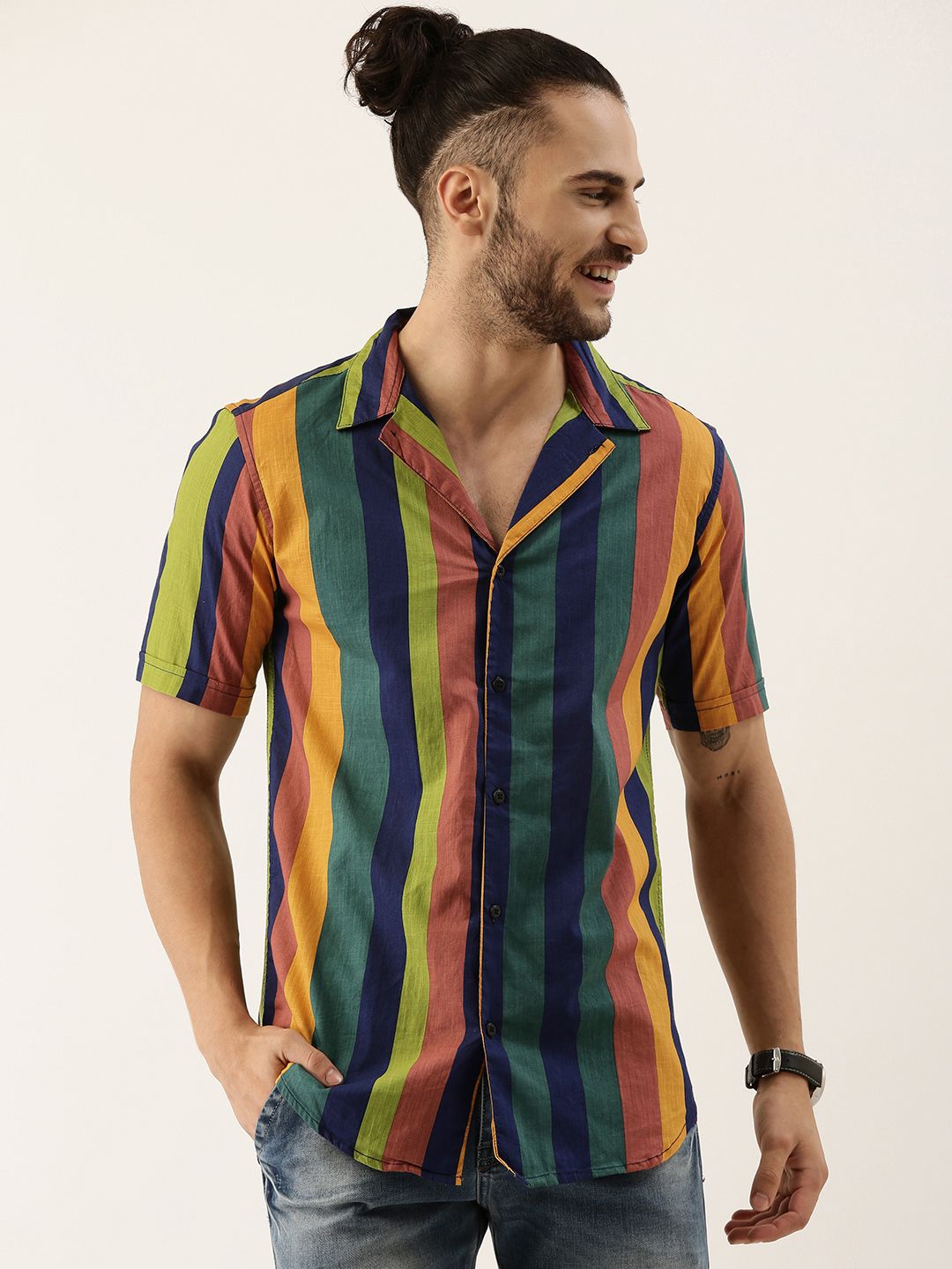 CAHOOT Men Multicoloured Striped Casual Shirt