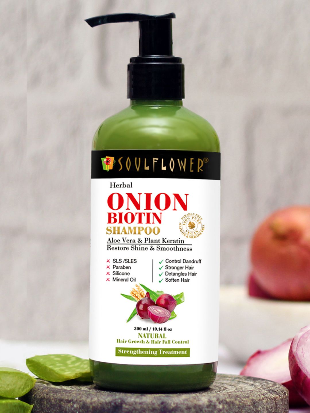 Soulflower Herbal Onion Biotin Shine & Smoothness Shampoo-300ml Price in India