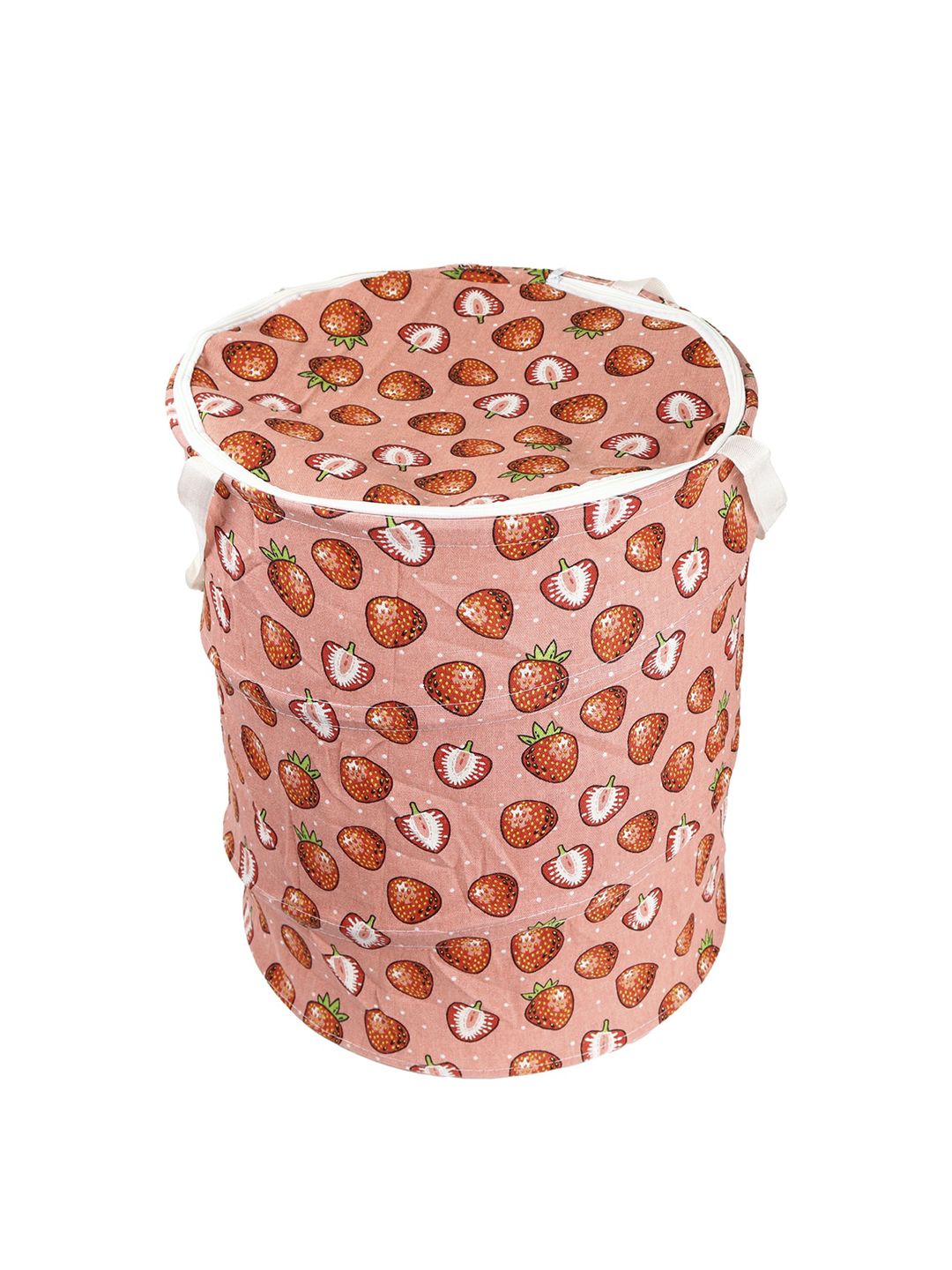 OddCroft Red & White Strawberry Print Foldable Laundry Basket Price in India
