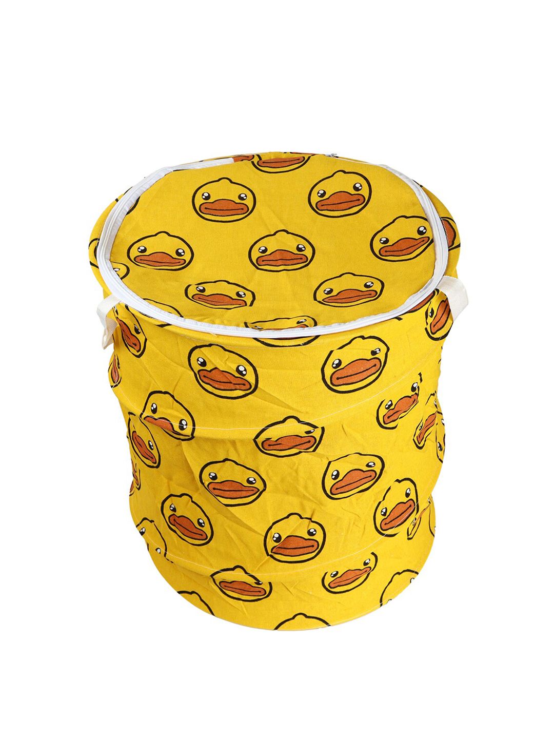 OddCroft Yellow & Orange Duck Print Foldable Laundry Basket Price in India