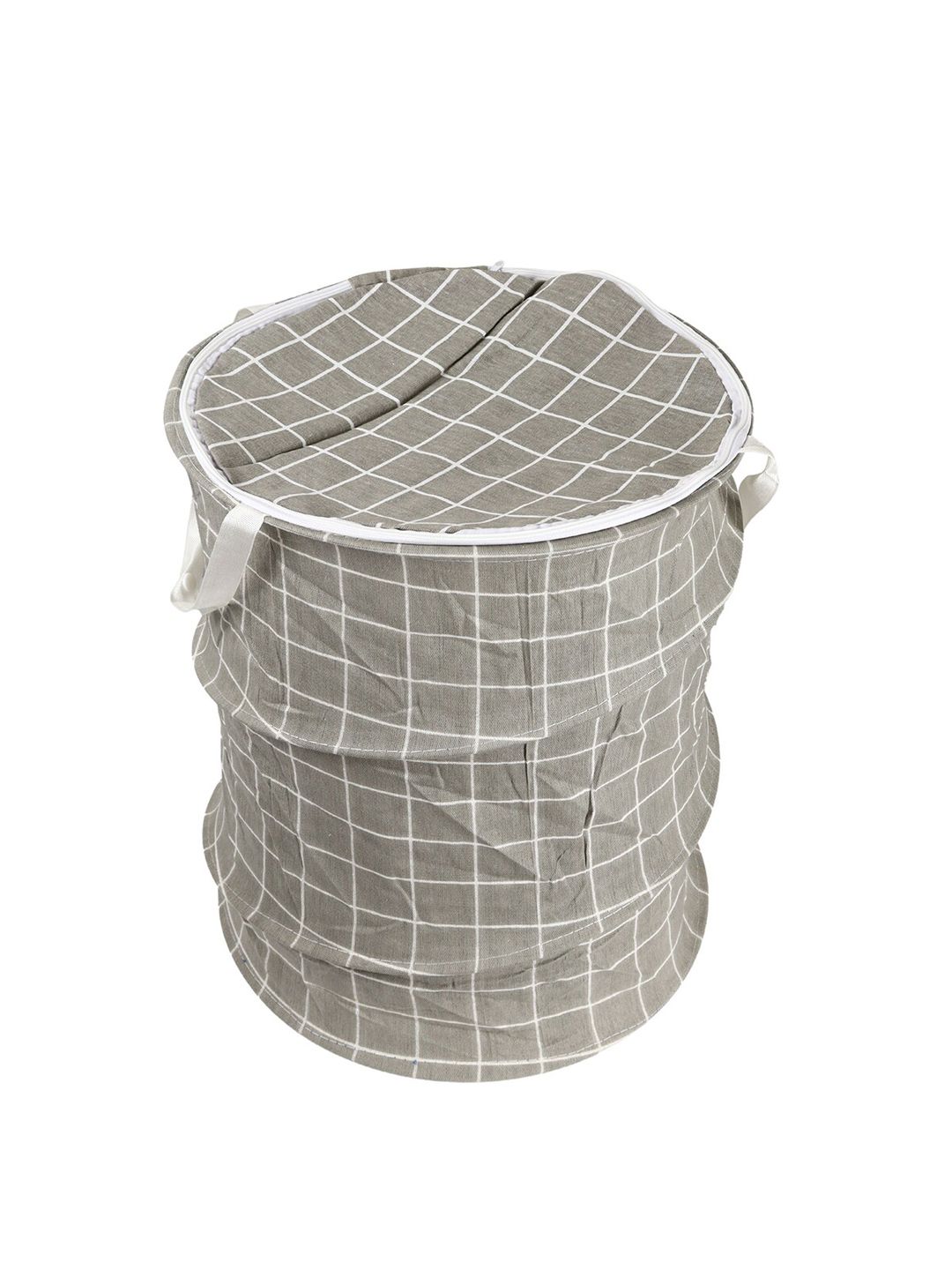 OddCroft Grey & White Checkered Foldable Laundry Basket Price in India