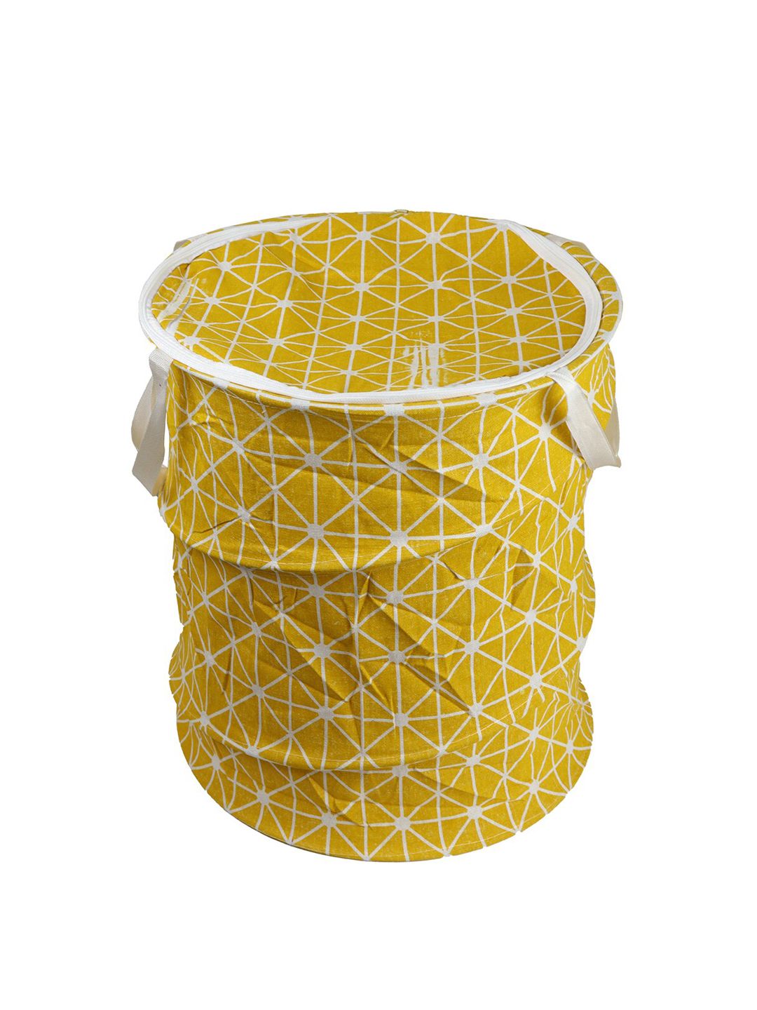OddCroft Yellow & White Printed Foldable Laundry Basket Price in India