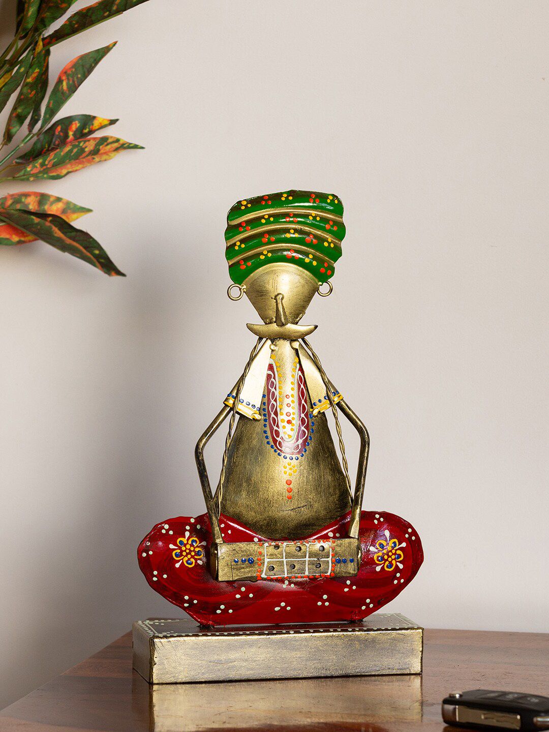 ExclusiveLane Gold-Toned & Red Hand-Painted Decorative Showpiece Price in India