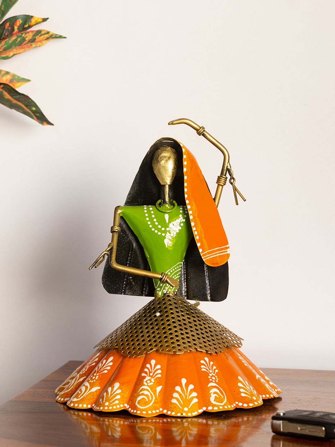 ExclusiveLane Orange & Green Handpainted Decorative Showpiece Price in India