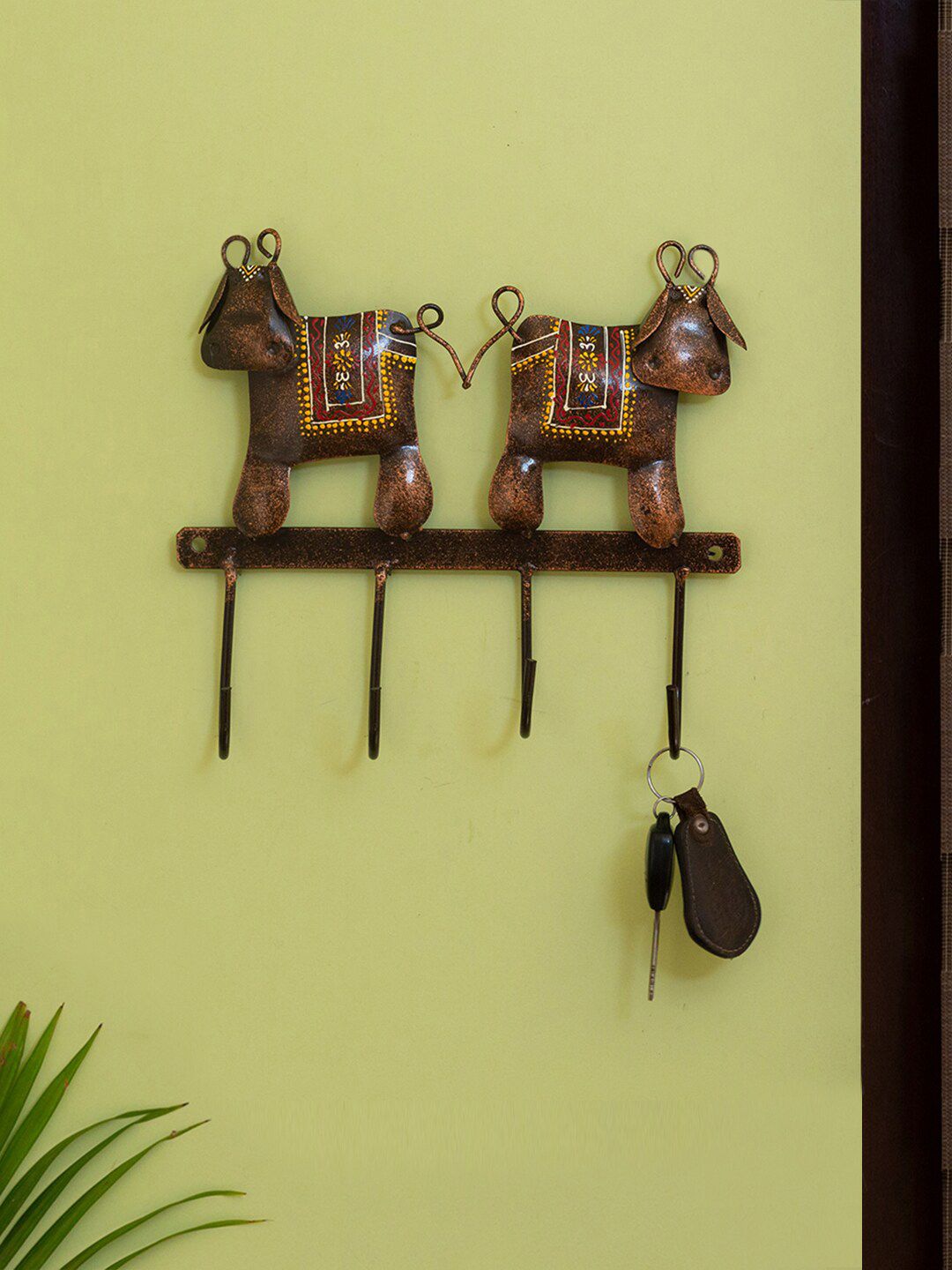 ExclusiveLane Brown & Red Handcrafted Iron Key Holder Price in India