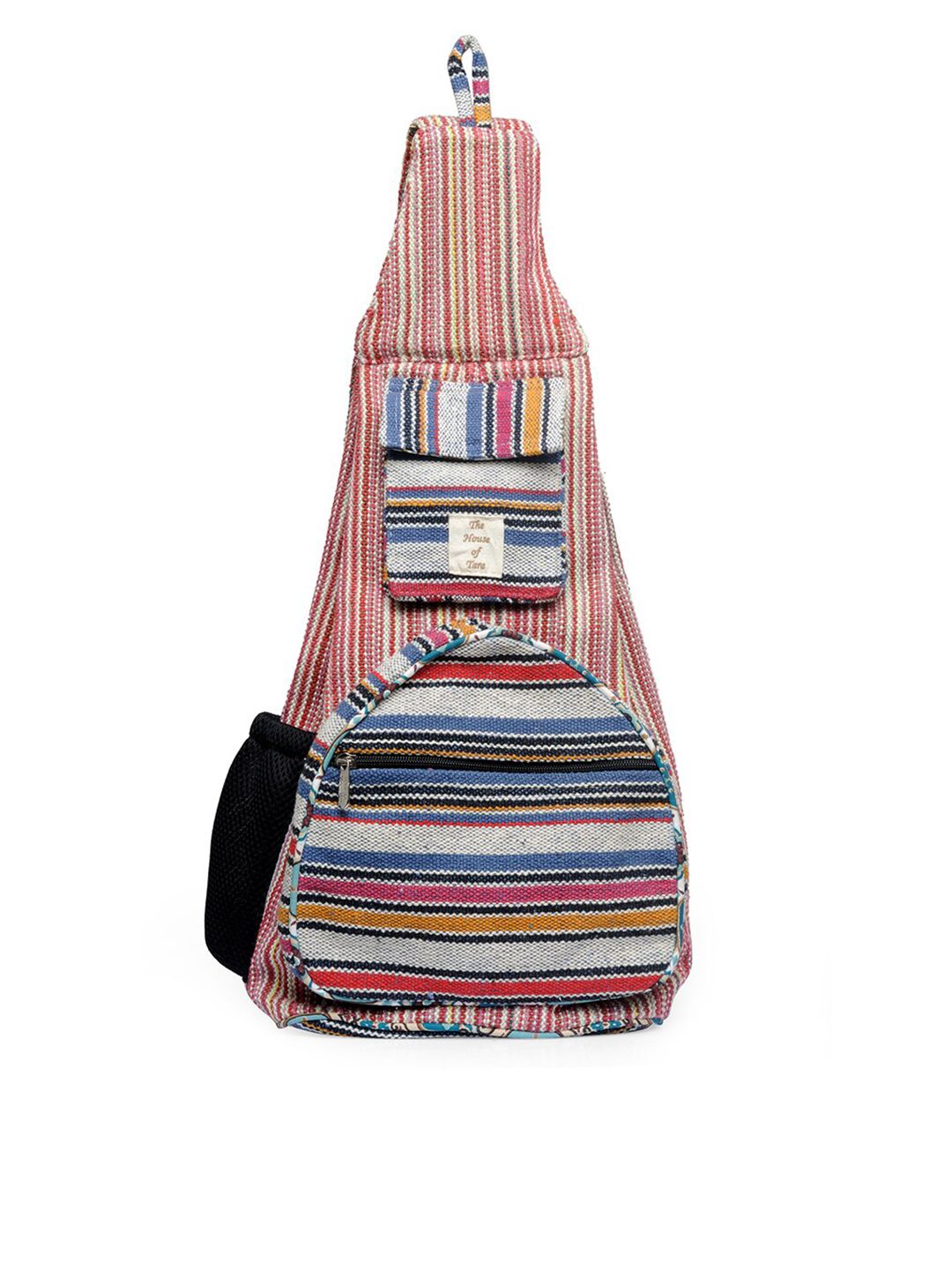 The House of Tara Unisex Red & White Striped Backpack Price in India