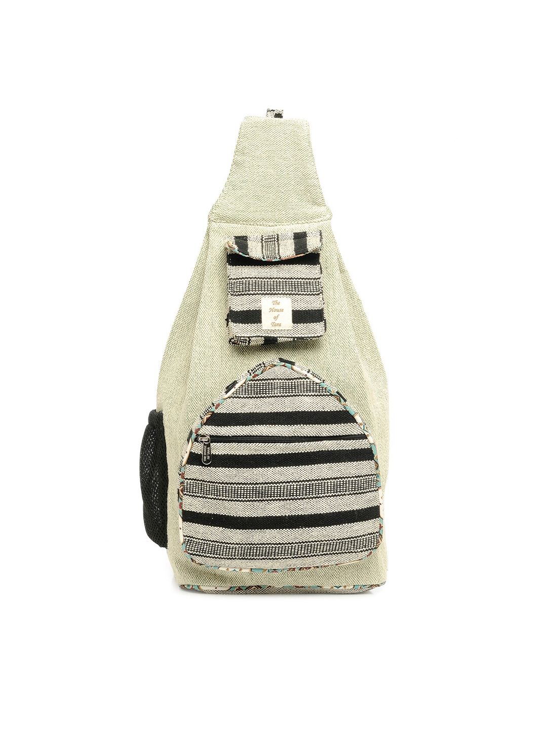 The House of Tara Unisex Grey Striped Backpack Price in India